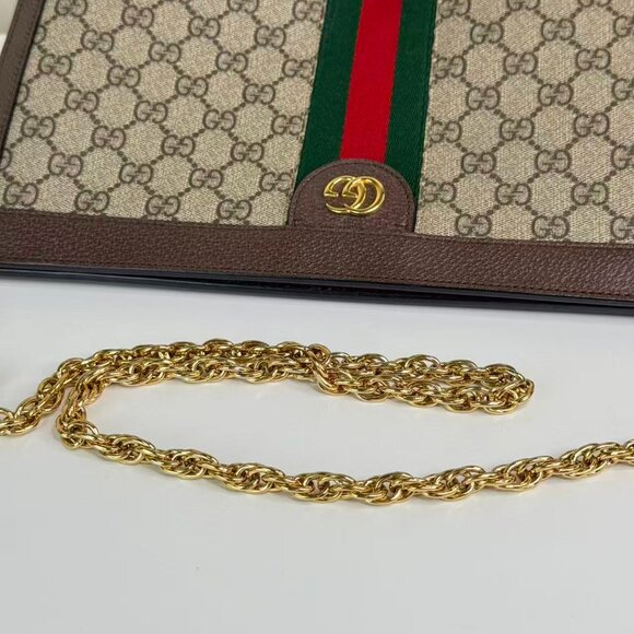Gucci GG Logo Supreme Large Ophidia Large Shoulder Bag with Iconi Chian - Picture 8 of 10